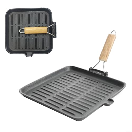 EffiFish Gusseisen-Steakpfanne, vielseitige, vorgebrannte Gusseisen-Grillpfanne mit faltbarem Griff, 11 quadratisch, praktisch EffiFish Gusseisen-Steakpfanne, vielseitige, vorgebrannte Gusseisen-Grillpfanne mit faltbarem Griff, 11 quadratisch, praktisch von EffiFish