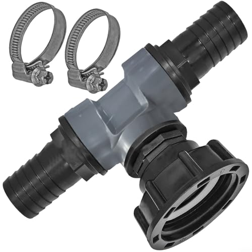 EffiFish Ibc Tankarmaturen, Adapter T-Stück S60x6 Innengewindeanschluss 3/4 Zoll Rohrgewinde Wasserspeicher Behälter Regenwasserarmatur von EffiFish