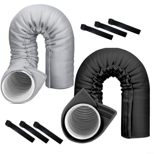 EffiFish Isolierte Klimaanlagen-Schlauchabdeckung, dreilagiger Wärmeschutz für Abluftschläuche mit einem Durchmesser von 15 - 15 cm, energiesparend, schwarz, grau, 150 x 54 cm (grau) von EffiFish