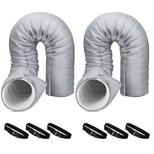 EffiFish Isolierter Klimaanlagen-Schlauch, 150 x 54 cm, tragbar, schützender Auspuffrohr, waschbare Abdeckung für Schläuche mit einem Durchmesser von 12,7 cm und 15 cm (2 Stück grau) von EffiFish
