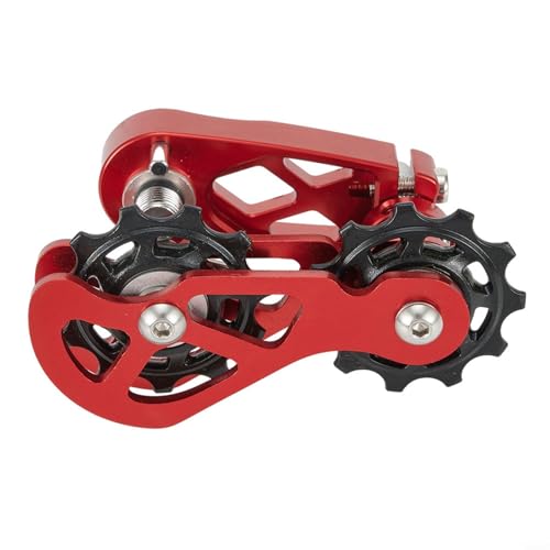 EffiFish Kettenspanner, Kettenspanner, Einzelgeschwindigkeit, Führung, Singlespeed-Konverter, verstellbare Aluminiumlegierung, schwimmende Riemenscheibe, schwarz, rot, blau (rot) von EffiFish