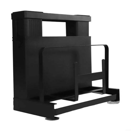 EffiFish Küchenregal aus Edelstahl, mit rutschfester Matte und abnehmbarer Ablaufschale für die Organisation von Besteck auf der Arbeitsplatte (schwarzer Karbonstahl) von EffiFish