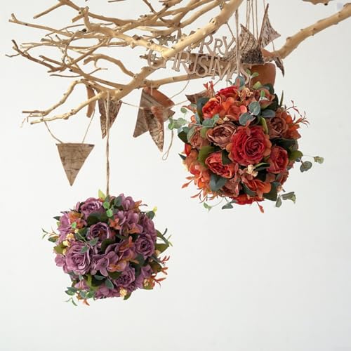 EffiFish Künstliche Blume zum Aufhängen, 20 cm Durchmesser, künstliche Flora, Hochzeit, Heimdekoration, Blumendekoration, 6 Farben erhältlich, künstliche Blumen (tiefrosig) von EffiFish
