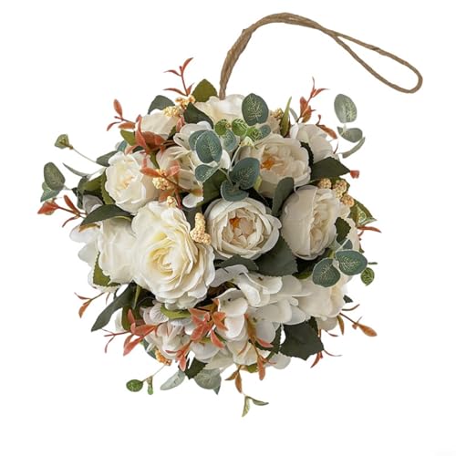 EffiFish Künstliche Blume zum Aufhängen, 20 cm Durchmesser, künstliche Flora, Hochzeit, Heimdekoration, Blumendekoration, 6 Farben erhältlich, künstliche Blumen (weiß) von EffiFish