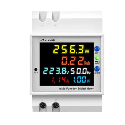 EffiFish LCD-Display, DIN-Schienen-Energie-Monitor, Energieverbrauchsanalysator, WiFi, digitales elektrisches Messgerät, mit Fernbedienungsfunktion (eingebauter Typ) von EffiFish