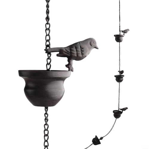 EffiFish Metall-Vogel-Regenkette, Dachrinne, Fallrohr, dekoratives Gartenornament zum Aufhängen, mit Aufhänger, Bronze, 2,4 m EffiFish Metall-Vogel-Regenkette, Dachrinne, Fallrohr, dekoratives Gartenornament zum Aufhängen, mit Aufhänger, Bronze, 2,4 m von EffiFish