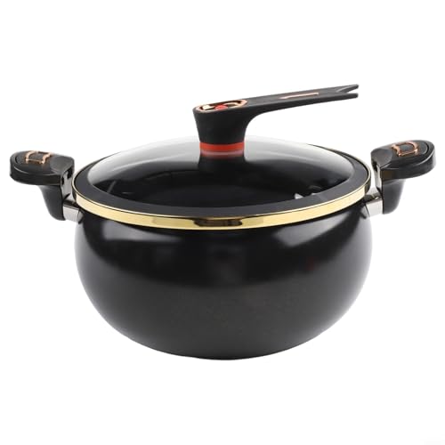 EffiFish Mini-Schnellkochtopf aus Gusseisen, 8 l, multifunktionaler Suppentopf mit Antihaftbeschichtung und Schiebegriff, Schwarz (8 l, Schwarz) von EffiFish