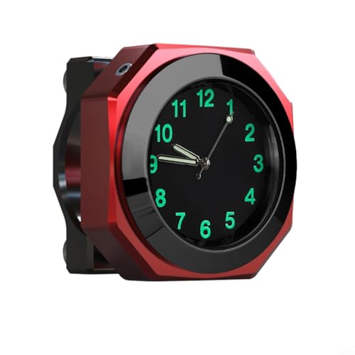 EffiFish Motorrad-Uhr aus Aluminiumlegierung, wasserdichte Halterung, Quarzuhr, leuchtender Lenker mit IPX7-Bewertung für 22–28 mm Lenker, Fahrräder, Motorräder (rot) von EffiFish