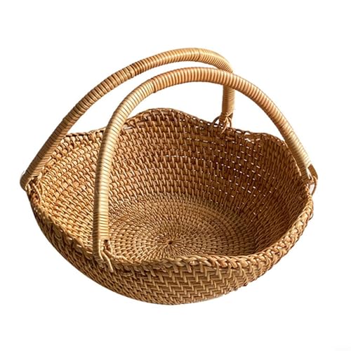 EffiFish Natürlicher Rattan-Aufbewahrungskorb für Picknicks und Einkäufe, Obst-Organizer mit rustikalem Charme, 26 x 22 x 9 cm, Herbst-Rattan-Korb, handgeflochten von EffiFish