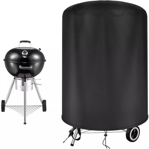EffiFish Outdoor-Grillabdeckung, 210D Oxford-Stoff, wasserdichte Schutzhülle für runden Wasserkocher mit Sicherungsgurten, 58 x 77 cm (Durchmesser 77 cm x 58 cm) von EffiFish