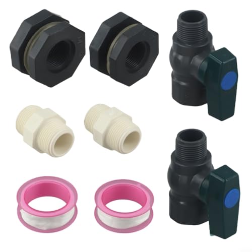 EffiFish PVC-Regenwasserbehälter, Ventil, Schottverschraubung, Wassertankhahn mit Schlauchadapter für Garten, Pool, Aquarium (B) von EffiFish