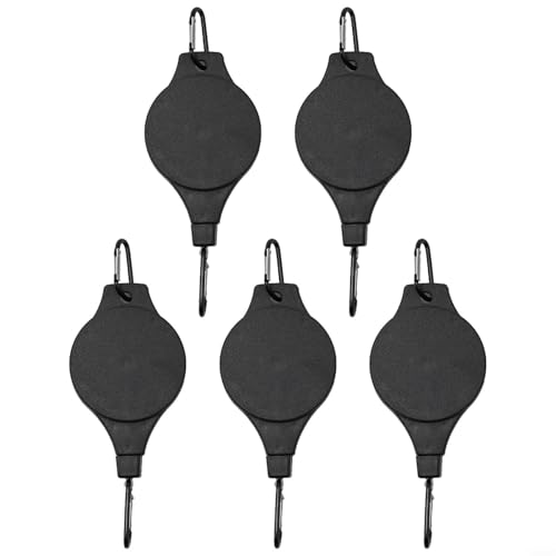 EffiFish Pflanzen-Umlenkrolle, einziehbar, für Hängekorb, Teleskop-Haken für Garten, Balkon, verstellbare Länge, 90 cm, schwarzer Blumentopfhalter (5) von EffiFish