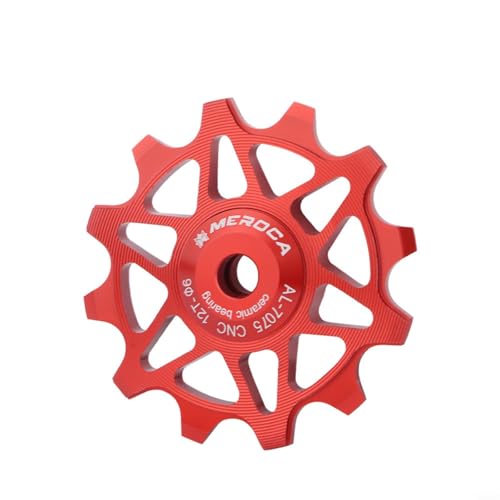 EffiFish Rennrad-Schaltwerk-Riemenscheibe, Keramiklager, CNC-Riemenscheibe, Schaltwerk, 12T, 14T, Rad, vertiefen Sie die Zahnspuren, um den Kettenverlust zu reduzieren (12T rot) von EffiFish