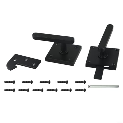 EffiFish Robuster Aluminium-Türriegel, Türschloss-Hardware für Holzzaun, Scheunentür mit Befestigungsschrauben, Türbeschläge (schwarz) von EffiFish