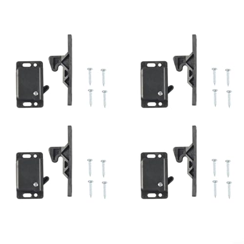 EffiFish Schranktürschloss-Set, schwarzes ABS-Druckverschluss-System für Wohnwagen, Wohnmobil, Schubladen, Schränke, Wohnmobil, Aufbewahrung, Sicherheits-Hardware, 72 x 28 mm (4 Sets) von EffiFish