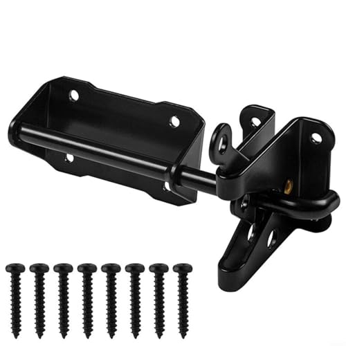 EffiFish Schwarzer selbstschließender Türriegel, robustes Torriegel-Set mit Kabelzug für den Außenbereich, Garten, Pool, Metalltore, Zaun von EffiFish