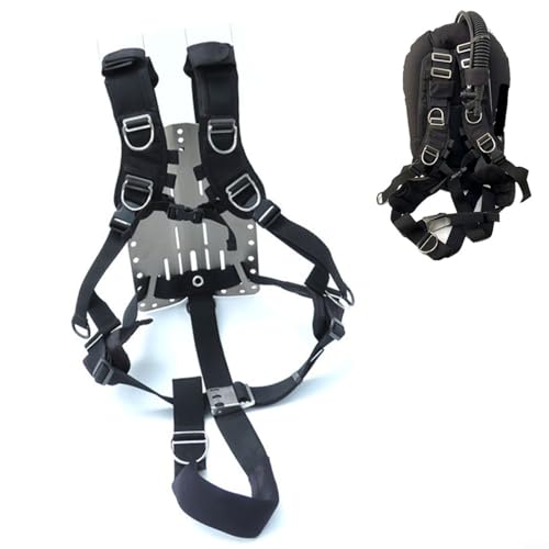 EffiFish Scuba Diving Backplate Harness System Set mit Neopren-Schulterpolster und Edelstahl-Schnallen für BCD Backplate Zubehör von EffiFish
