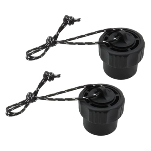 EffiFish Tauch-Staubkappe 5/8–14 NPS Tankventil-Abdeckung Endkappe für Taucher-DIN-Anschluss mit reflektierendem Seil, schwarz, PA6 + GF30% Material, 2 Stück (reflektierendes Seil) von EffiFish
