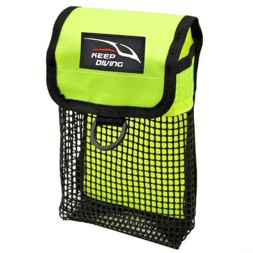 EffiFish Tauchtasche, Tasche für Tauchausrüstung, mit Oberflächenmarkierung, Boje, Netztasche, Aufbewahrungstasche, Tauchtasche, 210D Nylon, PVC, Reise-Schnorchel-Halter (fluoreszierendes Grün) von EffiFish