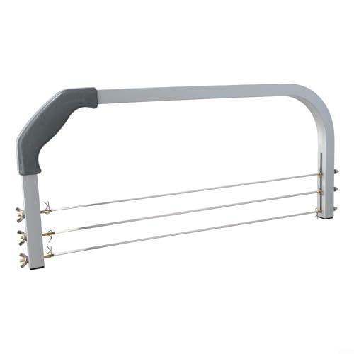 EffiFish Verstellbarer Aluminium-Kuchen-Nivellierer, Schichtschneider, mit Messanleitung, 3 Klingen, Edelstahl-Säge, für mehrschichtige Kuchen von EffiFish