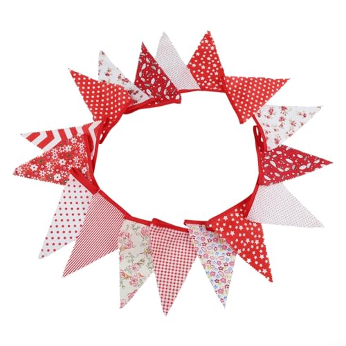 EffiFish Wimpelkette für den Außenbereich, 100 cm, Baumwolle, mit Blumenmuster, für Garten, Party, Hochzeit, Zuhause, Feiern, Veranstaltungen im Freien (rot) von EffiFish