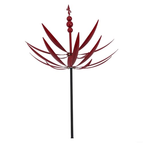 EffiFish Windspiel Metall 3D Garten Windmühle Kunst Skulptur Outdoor dekorative rotierende Ornament für Terrasse Hof Pool Weg 90 cm Windspiel (rot) von EffiFish