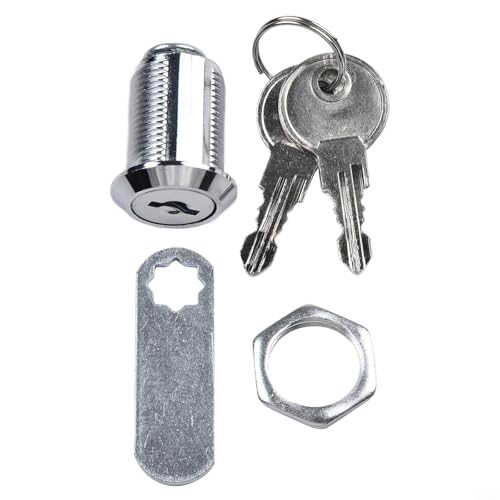 Nockenschloss aus Metalllegierung für Schränke, Schubladen, Schließfächer, Briefkästen, 16 mm, 20 mm, 25 mm, 30 mm, mit 2 Schlüsseln und abnehmbaren Schlüsselpositionen (25 mm) von EffiFish