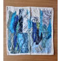Abstrakt Blau Hand Stickerei Wand Kunst Home Décor Mini Quilt von EfisArt