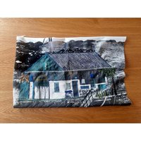 Häuser Wohndekor Textilkunst, Hand Bestickt, Wandbehang von EfisArt