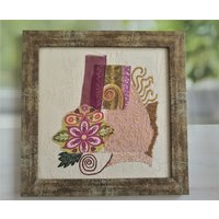 Handgestickte Wandkunst Abstrakte Stoffcollage Mit Mini Quilt von EfisArt