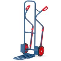 fetra® Paketkarre, mit Klappschaufel + Gleitkufen, TK 300 kg, Schaufel BxT 320 x 250 mm, Vollgummi-Bereifung von fetra®