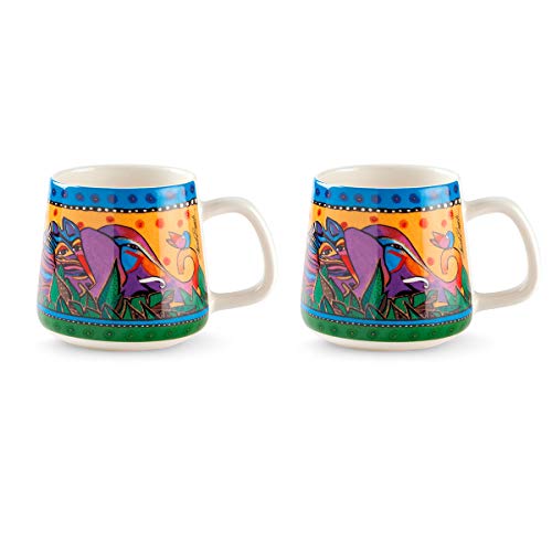 Egan 2er Set Becher aus Porzellan Laurel Burch Linie Jungle Farbe Gelb ml 360 von Egan