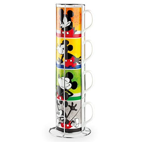 Egan 4 Teilig Stapelbare Mug Set Mickey I Am + Metalrack ML. 350 PWM21I/4AM Mehrfarbig von Egan