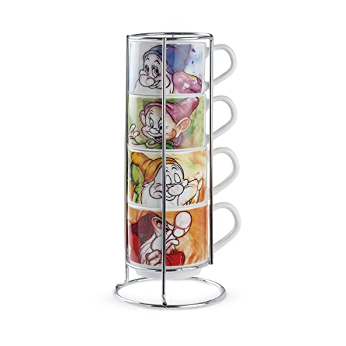 Egan Set 4 Kaffeetassen ML 80 7 Zwerge + Metal Rack, 133002 von Egan