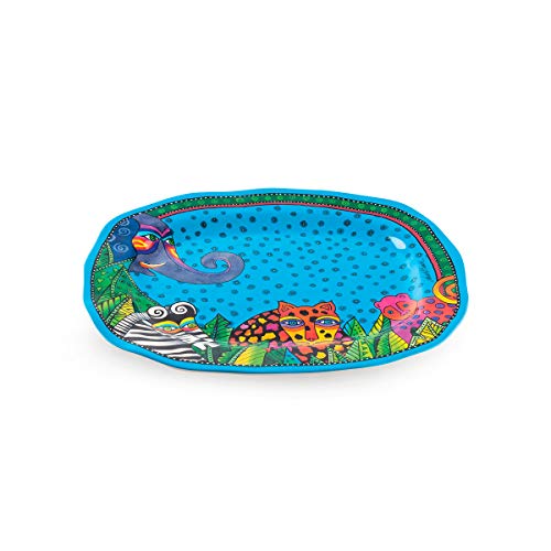 Egan Ovales Tablett aus Melamin Hellblau Laurel Burch Linie Jungle von Egan