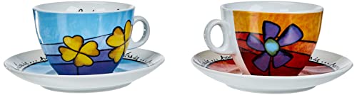 Egan PAF12/1S Cappuccino Tassen-Set, Porzellan, Rot/Hellblau, 2 Stück (1er Pack), 2 von Egan