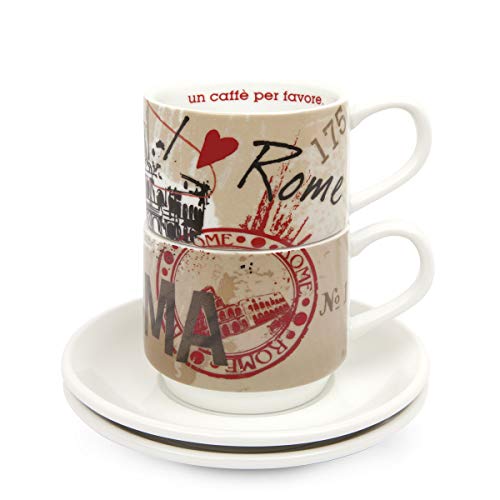 Egan Set 2 Kaffeetassen Stapelbar Rome Disney, mehrfarbig, PWM02I/RO von Egan