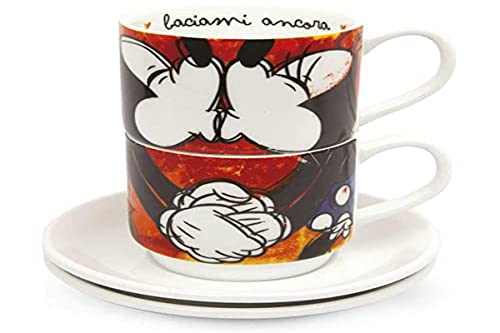 Egan PWM02I/S Kaffeetassen-Set, Modell Sweet Love, Porzellan, Rot, 2 Stück von Egan
