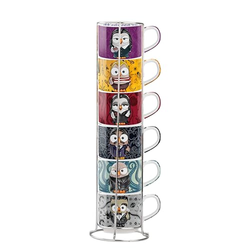 Egan Set mit 6 Espressotassen Imp. The Addams Family + Metalrack von Egan
