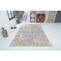 Braun Blauer Teppich, Vintage 6x10, Wollteppich, Kelimteppich, 6x10 Antiker Teppich 6x10, 13159 von EgeRug
