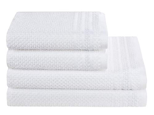 Egeria 4er Set Hotel Serie Collection weiß Frottiertücher Handtücher Duschtücher Badetücher klassisch viele Größen, Größe Händtücher:70 x 140 von Egeria