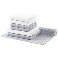 Egeria Handtuch Set "DOT", (Set, 7 St., 4 Handtücher 50x100 cm-2 Duschtücher 70x140 cm-1 Badematte 60x100 cm), mit passender Badematte 60x100 cm im Punkt Dessin von Egeria