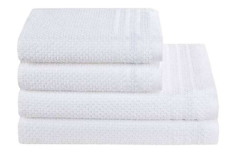 Egeria Handtücher Sparset 4 Stück Handtücher Hotel Collection, (Spar-Set, 4-St), Reiskornstruktur schmale Bordüre strapazierfähig ca. 50x100cm von Egeria