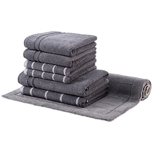 Egeria LINE Set mit Handtücher, Duschtücher und Badteppich 60x100cm 072 Stone von Egeria