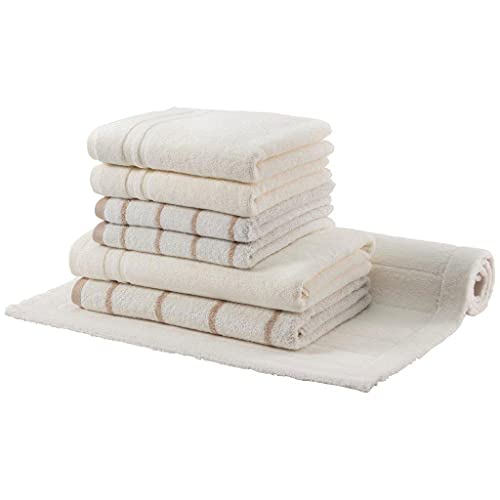 Egeria LINE Set mit Handtücher, Duschtücher und Badteppich 60x100cm 155 Ivory von Egeria