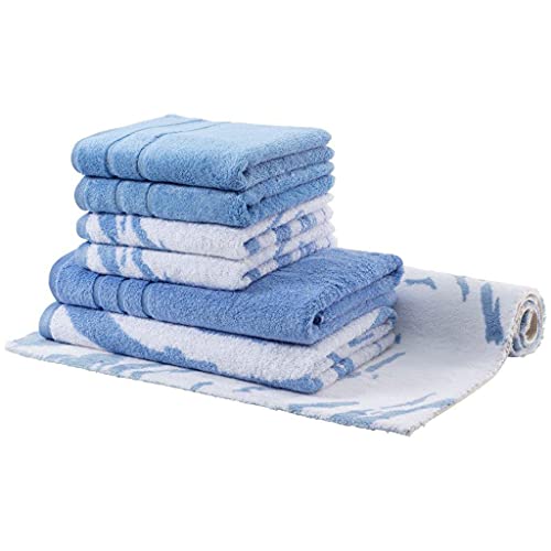 Egeria Marble Set mit Handtücher, Duschtücher und Badteppich 60x100cm 308 Alaska Blue von Egeria