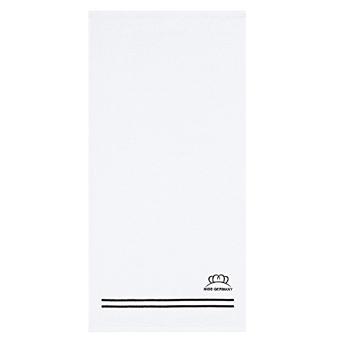 Egeria Handtuch 50x100 cm, Weiß mit Schwarz Detail, 100% Baumwolle Duschtuch, Weich und saugfähig, Miss Germany Collection, 1 Stück von Egeria