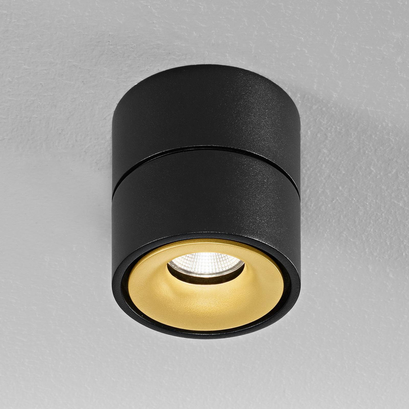 Egger Clippo LED-Deckenspot, schwarz-gold, 2.700K von Egger Licht