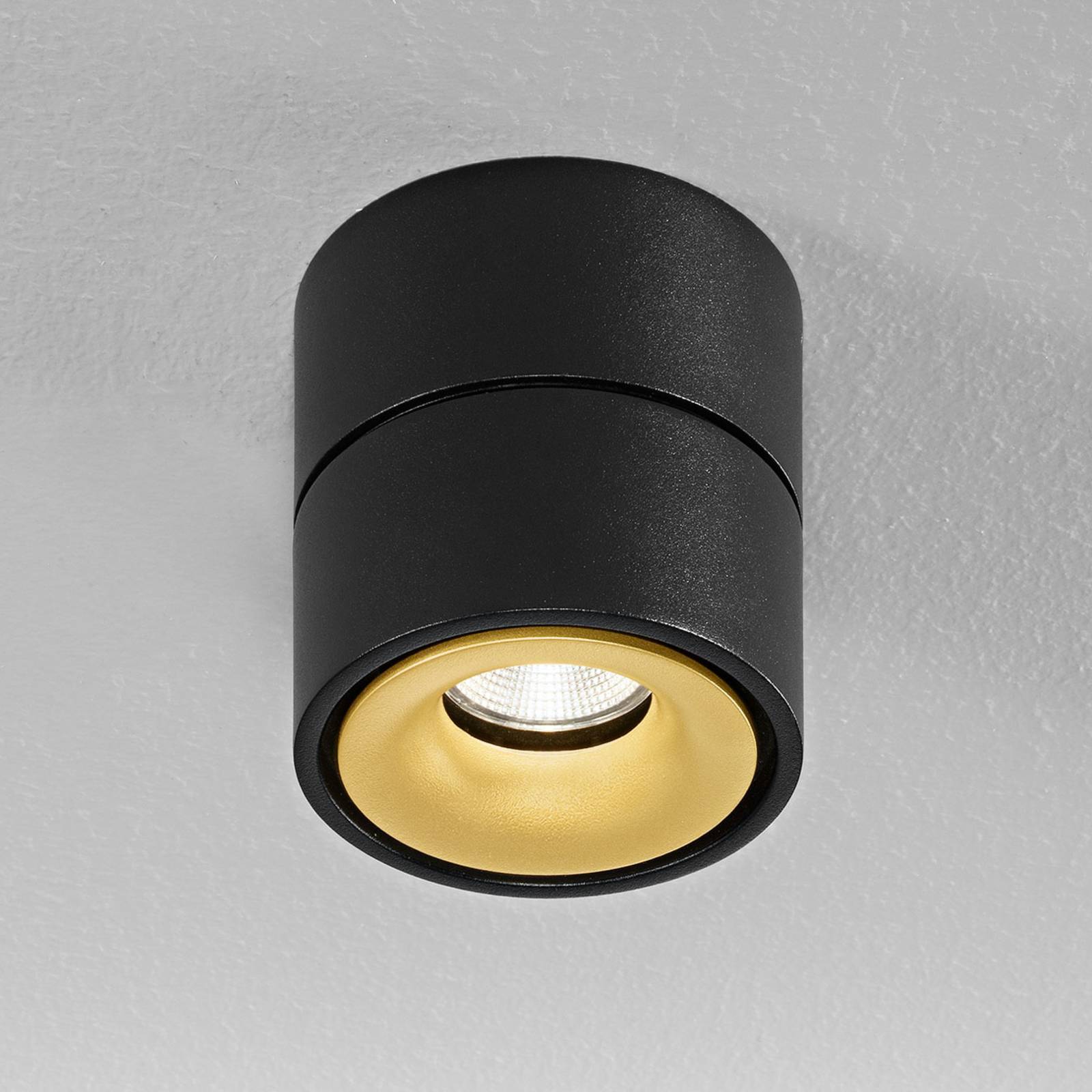 Egger Clippo LED-Deckenspot, schwarz-gold, 3.000K von Egger Licht