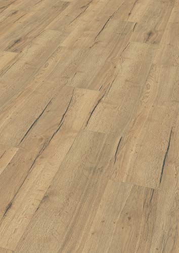 EGGER Home Laminatboden EHL106 Creston Eiche natur (8mm, 2,542m²) | authentische Holzoptik | | Einfache Verlegung durch CLIC It! System | Praktisch & wertbeständig von Egger